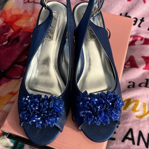 lunnah bella Shoes - Elegant Blue Heels with Sparkling Embellishments